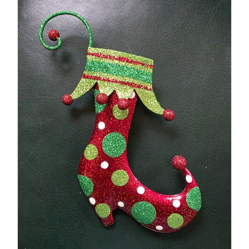 Pier One Glitter Whimsical Christmas Stocking Ornament